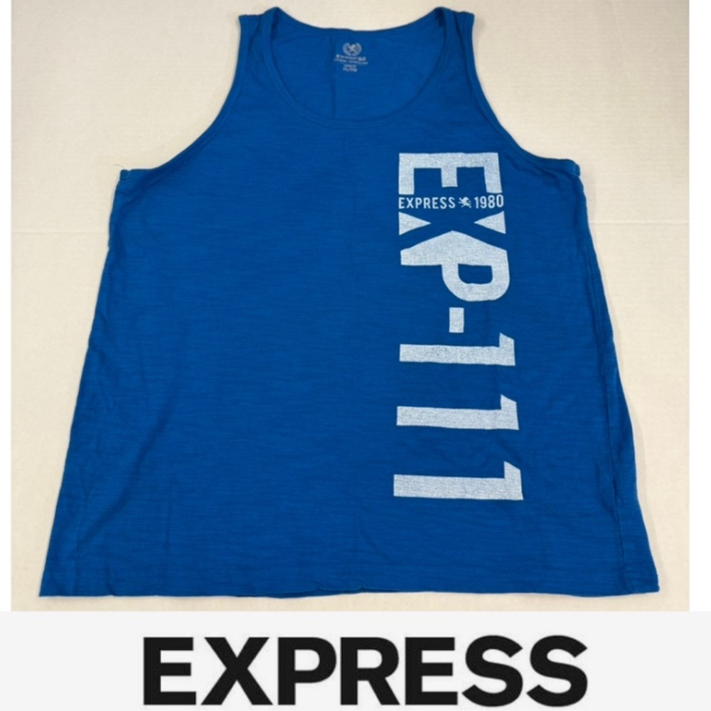 Express Blue Tank Top with White Print